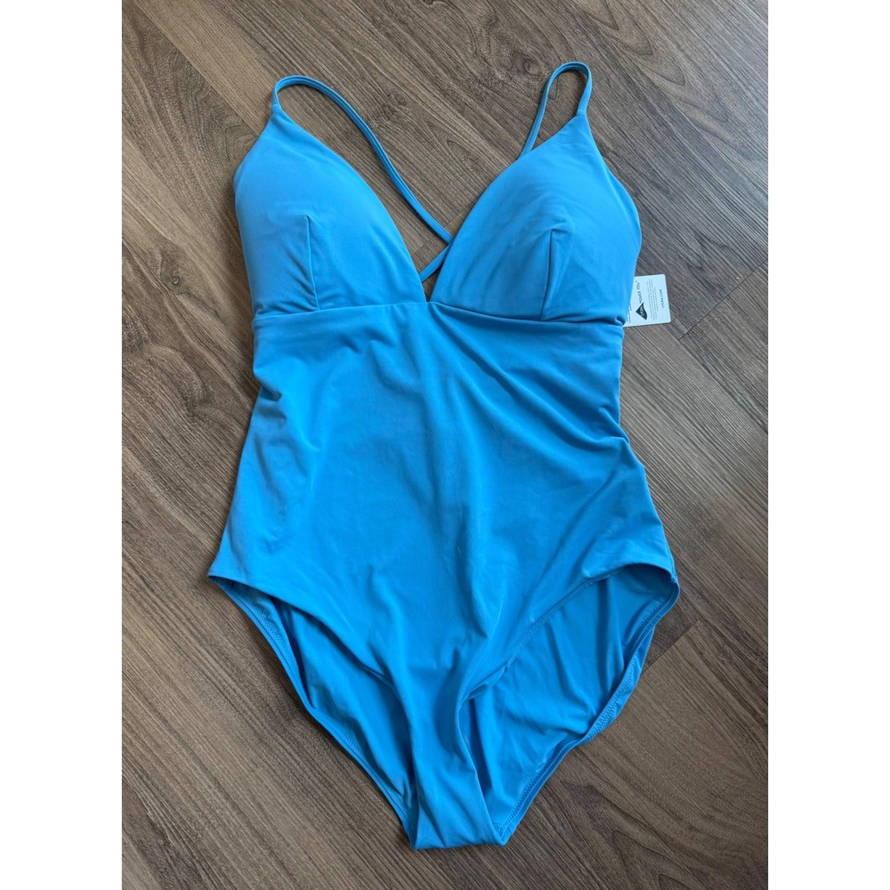 CALIA Strappy Back One Piece Swimsuit Tranquil Blue Tummy Control Size 14 NEW